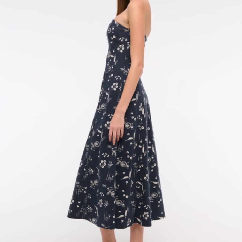 NWT A&F Mila Strapless Midi Dress - Picture 7 of 8